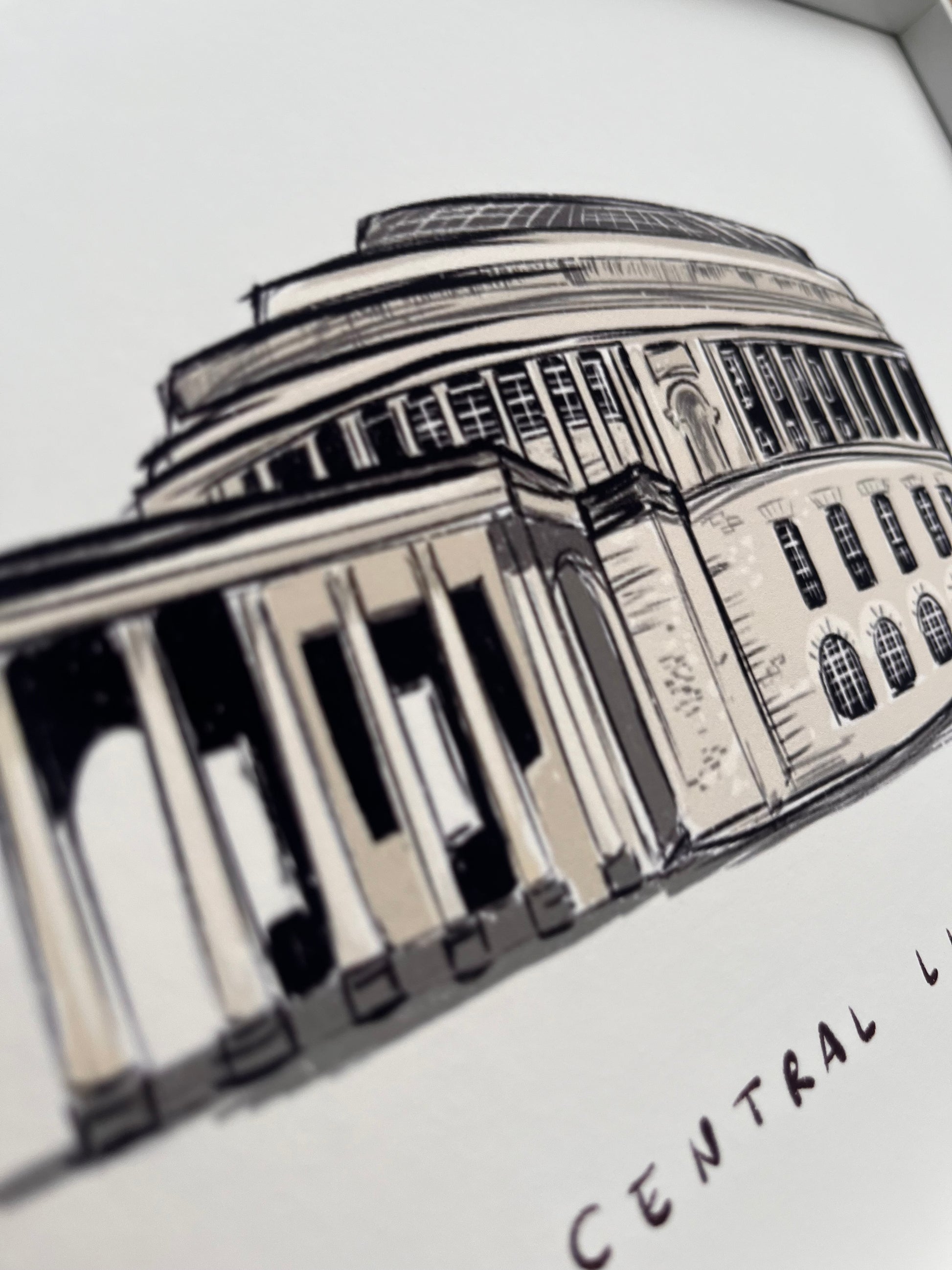 Manchester central library art print close up